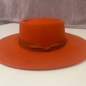 Stylish Orange Wide-Brim Hat
